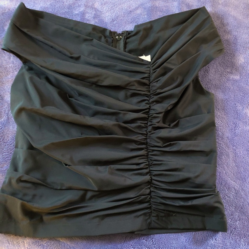 Tadashi off shoulder taffeta top